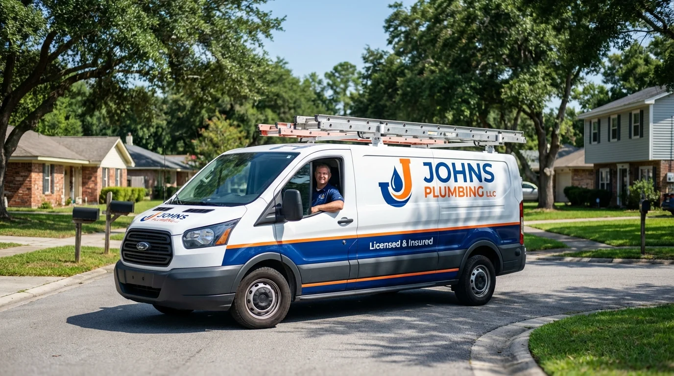 Johns Plumbing LLC service van in Rosepine, LA
