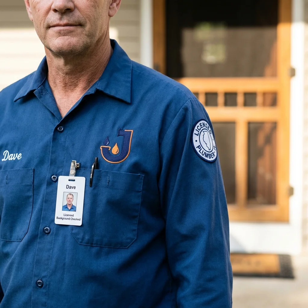 Licensed plumber showing ID badge in Rosepine, LA