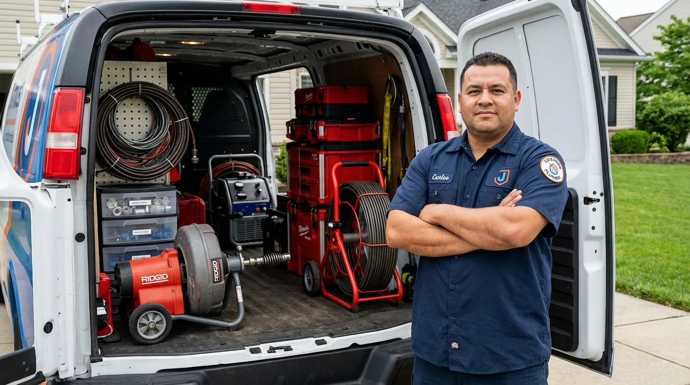 Professional drain cleaning equipment and Johns Plumbing LLC plumber in Rosepine